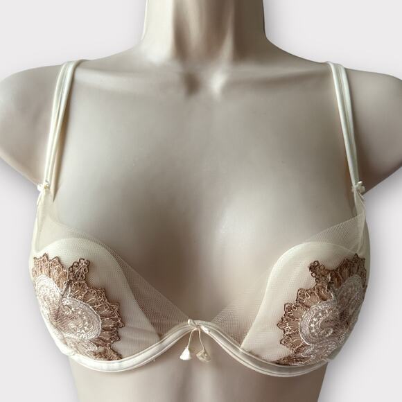 Ritratti Milano Demi Shell Cup Embroidered Padded Bra, Size 34B, Ivory - Picture 12 of 12